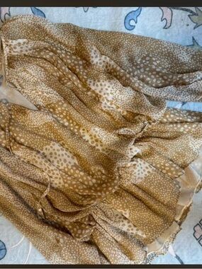 Lightweight Beige Polka Dot Ruffled Blouse